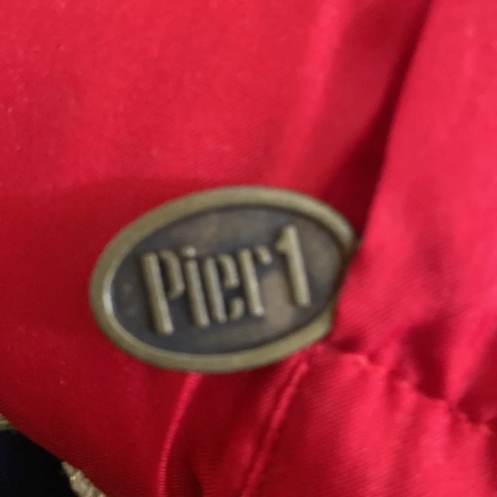 Pier 1 red, green and gold Christmas throw pillow.